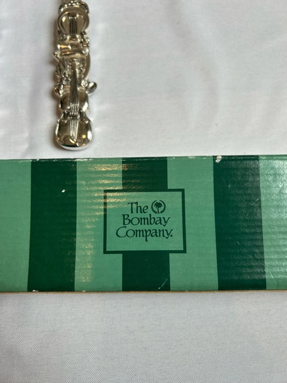 Godinger Silver Plate Salad Spoon & Fork Holiday Violin & Harp